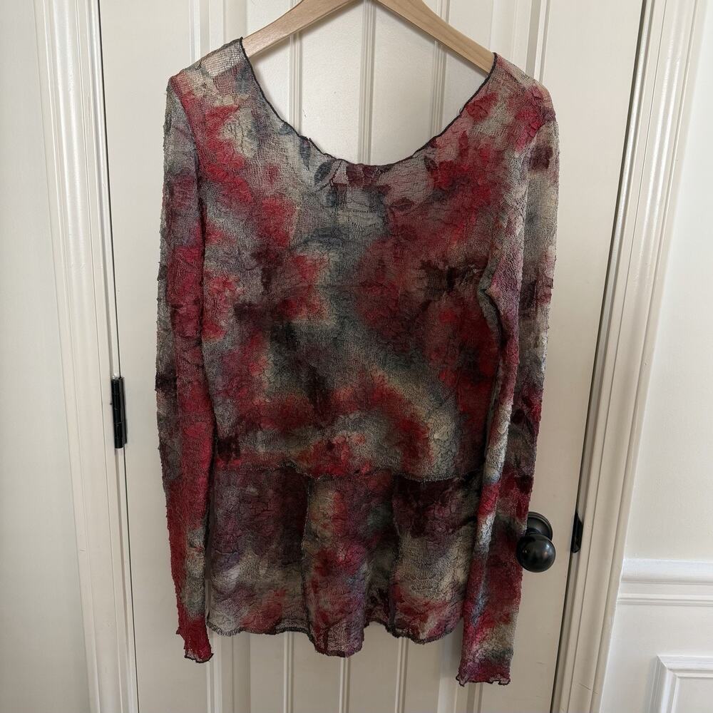 Vintage Aida Dalati Y2K Sheer Burnout Mesh Top Women’s Size Medium - Picture 8 of 13